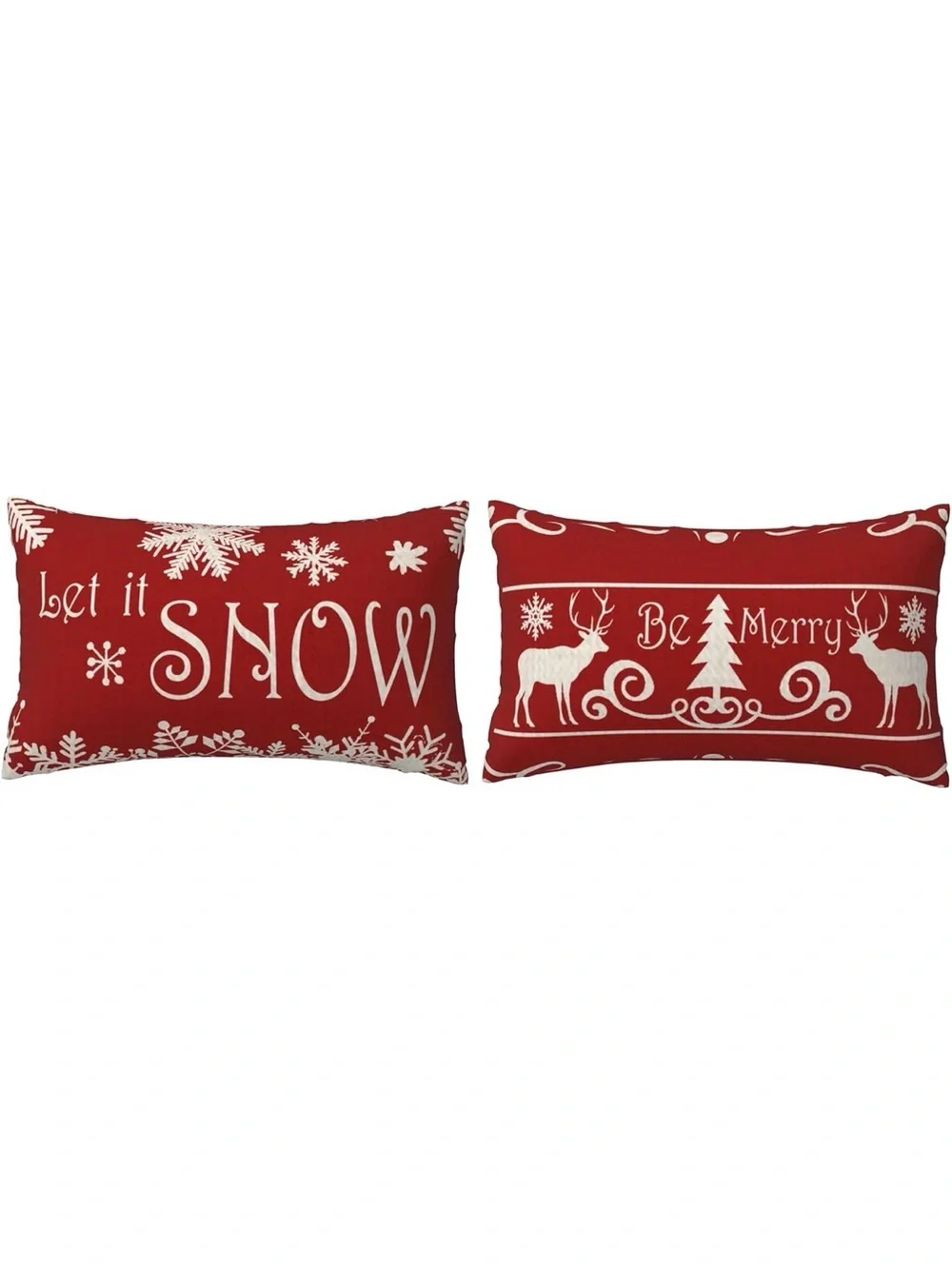 Holiday Red 'Let It Snow' and 'Be Merry' Decorative Pillow Covers - Set of Two